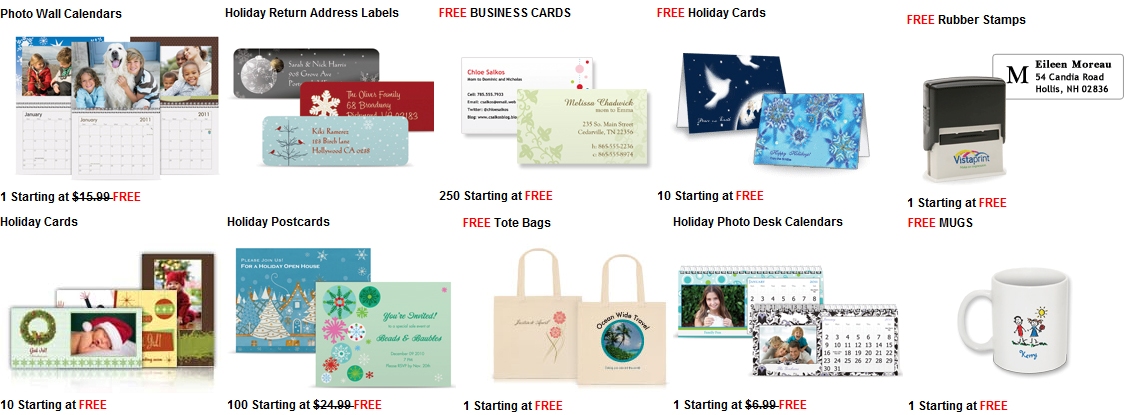 Vistaprint FREE Holiday Gifts Vistaprint FREE Holiday Gifts