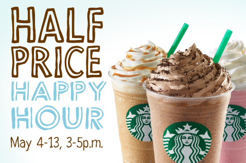 Starbucks Half Price Frappuccino Happy Hour May