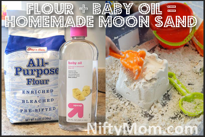 Flour and Baby Oil to Make Moon sand