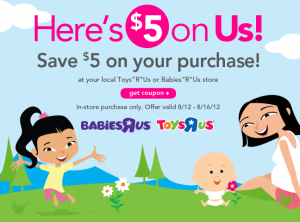 Toys R Us $5 off Coupon August