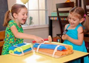 Using Pool Noodles as Indoor Play