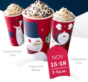 BOGO FREE Starbucks Holiday Drinks November