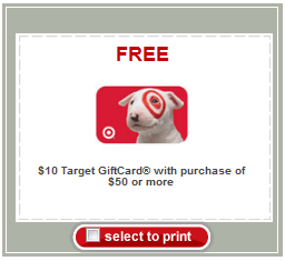 FREE $10 Gift Card Coupon FREE $10 Gift Card Coupon at Target