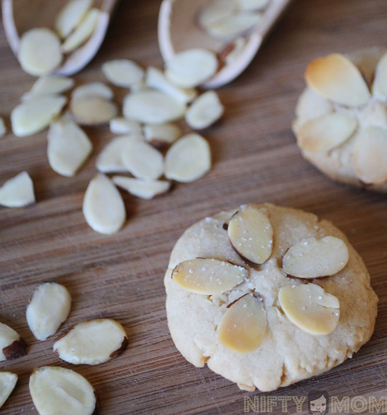 Use Almond Slices as Flower Petals to Top Almond Cookies! 