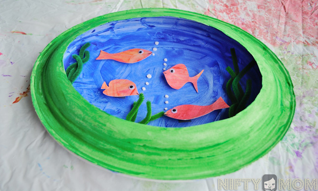 3D Fish Tank Craft using Paper Plates