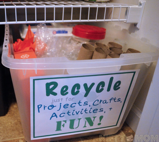 Create a Recycle Bin just for projects, crafts, & activities + FREE Printable Sign 