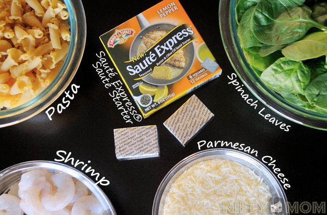 Lemon Pepper Pasta with Shrimp Ingredients #SauteExpress