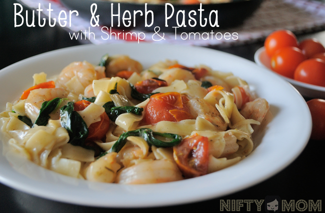 Butter and Herb Pasta with Shrimp & Tomatoes #shop #walmartproduce
