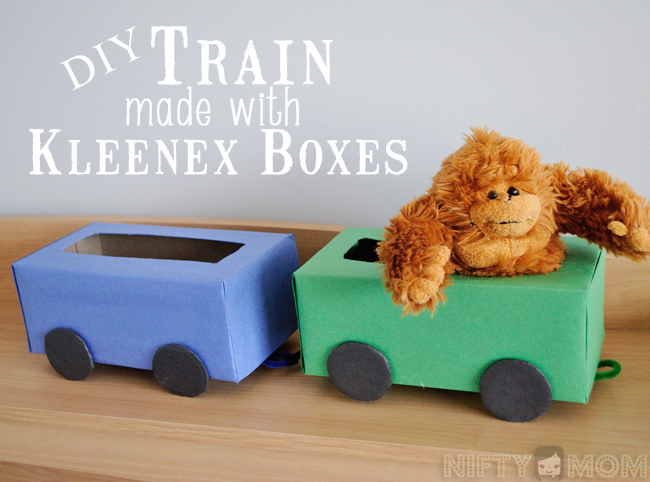 DIY Train Made with Kleenex Boxes