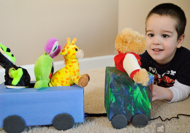 Kleenex Box Train Craft for Kids