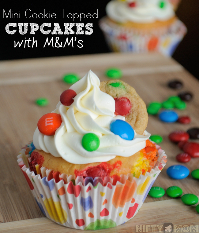 Mini Cookie Topped Cupcakes with M&M's Recipe 