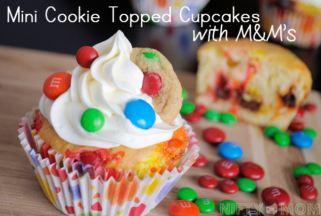 Mini Cookie Topped Cupcakes with M&M's