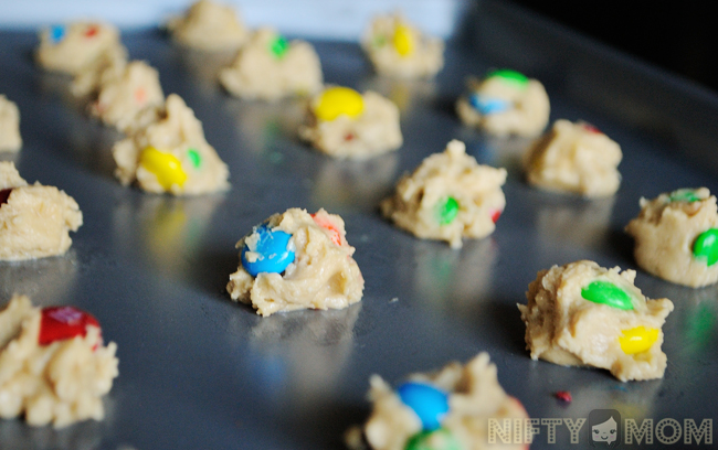 Making Mini M&M Cookies 