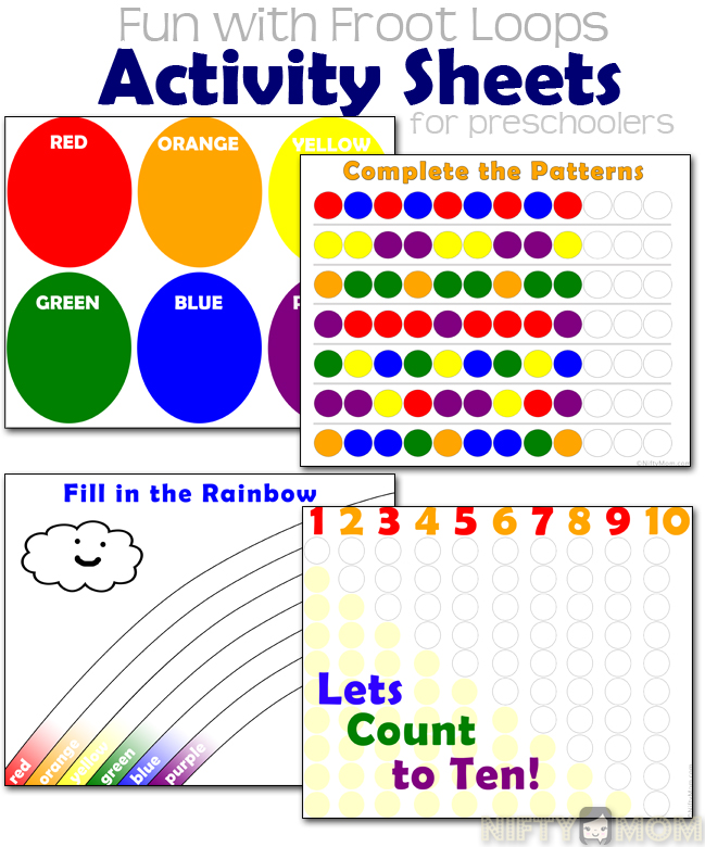 Printable Froot Loops Activity Sheets for Preschoolers