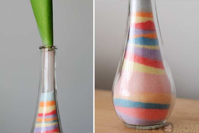 Layering Colored Salt into Jars