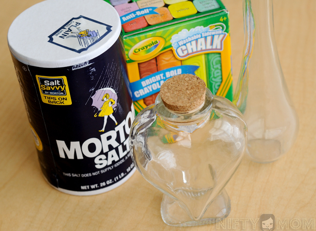 Supplies for Layered Colored Salt Jars