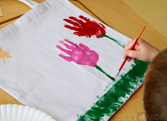 Making a Handprint Flower Tote Bag