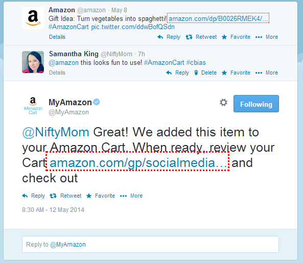 Using #AmazonCart of Twitter #shop