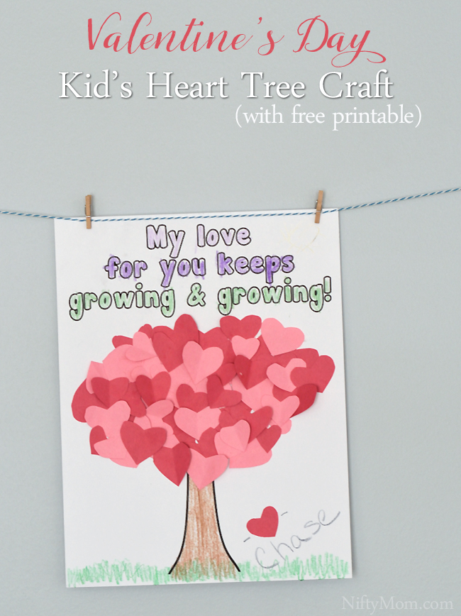Preschool Valentine's Day Craft - Kid's Heart Tree with free printable
