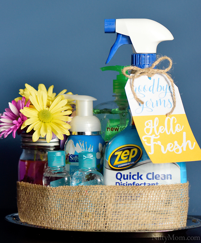 Cold & Flu Season Teacher Gift (or for a friend). Goodbye Germs. Hello Fresh. Free Printable Gift Tag. #ZepSocialstars