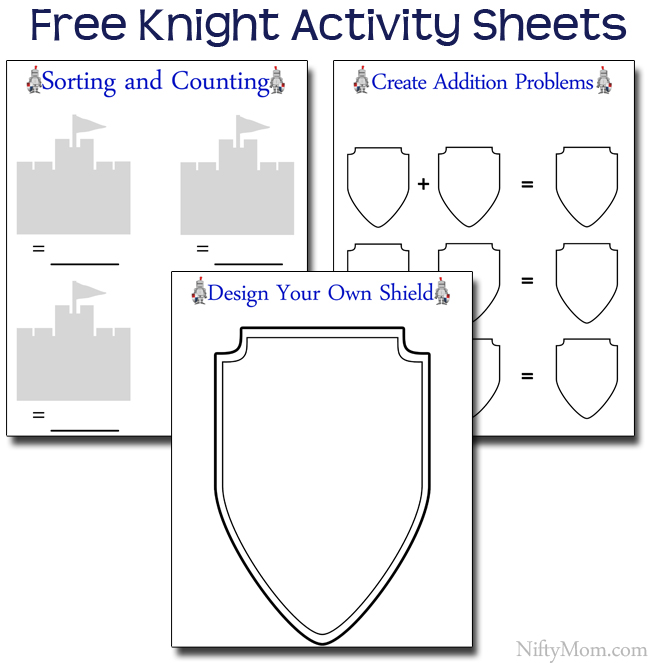 Free Knight Activity Sheets #GoldfishTales