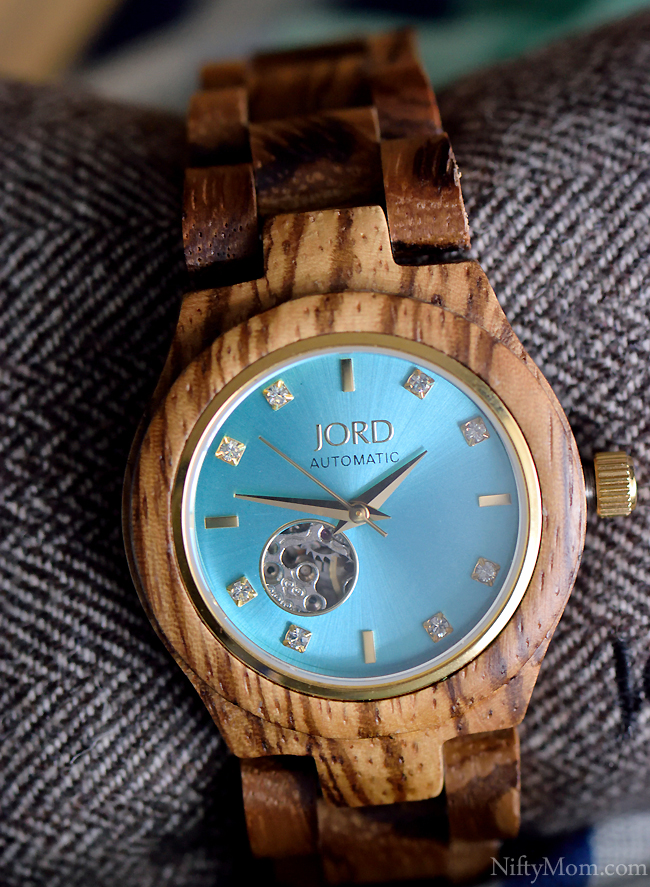 JORD Wood Watch CORA SERIES Zebrawood & Turquoise