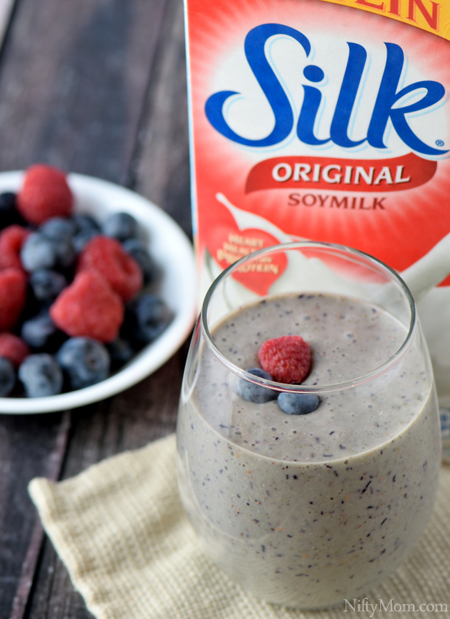 Adding Silk Soymilk to Berry Smoothies