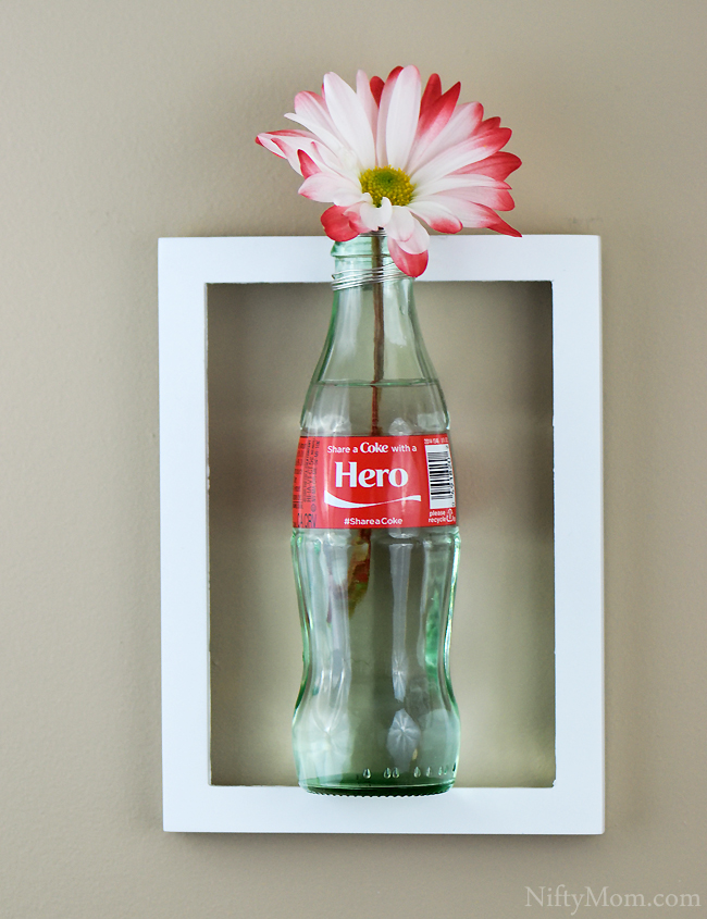 Glass Coke Bottle Flower Vase on a Frame - Tutorial