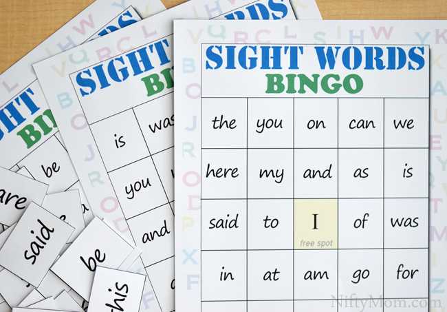 Sight Words Bingo with Free Printables 
