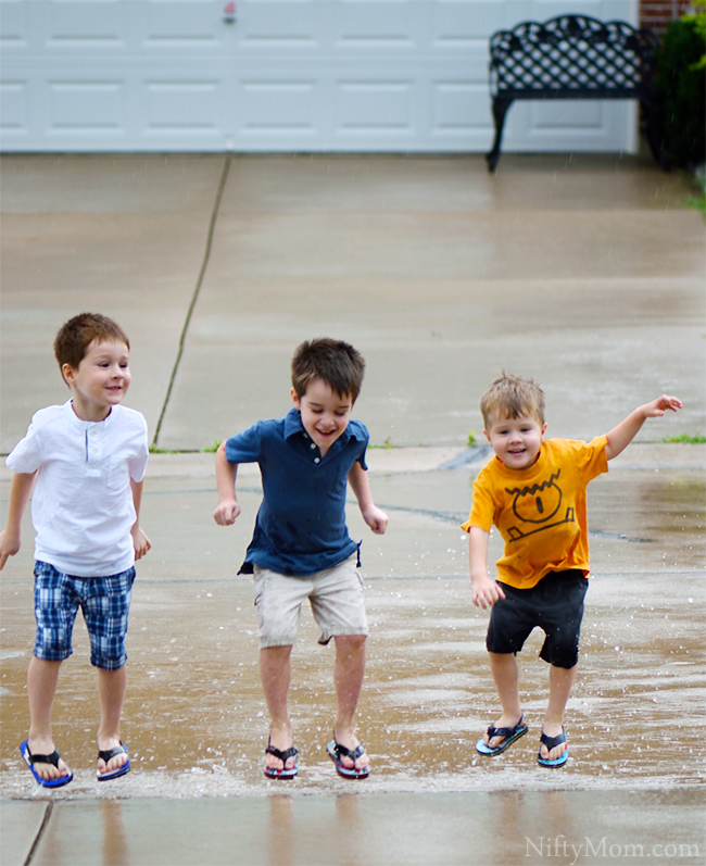 Boys Puddle Jumping