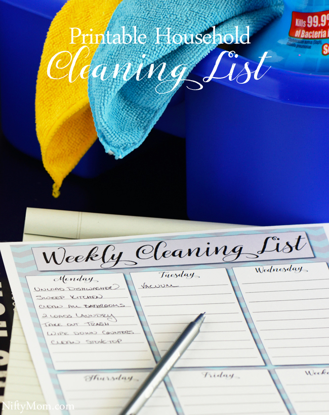 Free Weekly Printable Household Cleaning List for Weekly & Daily Goals #ZepSocialstars