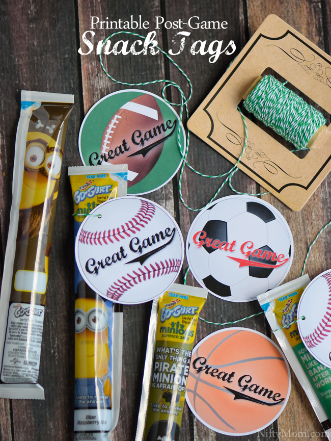 Free Printable Post-Game Snack Tags 