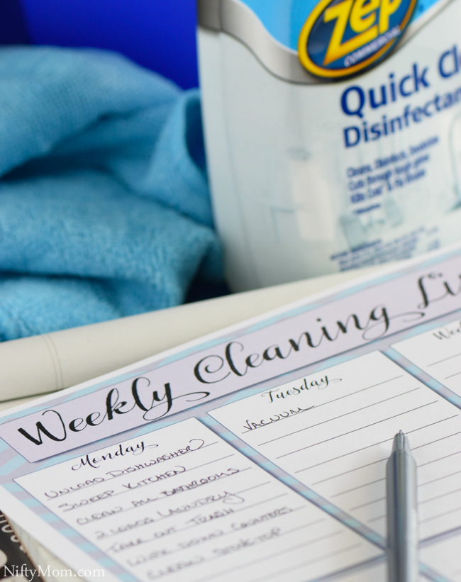 Weekly Cleaning List #ZepSocialStars