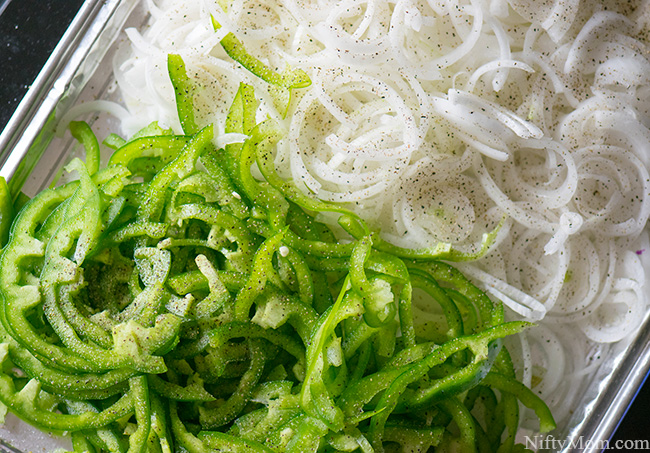 Sliced Onions and Green Peppers