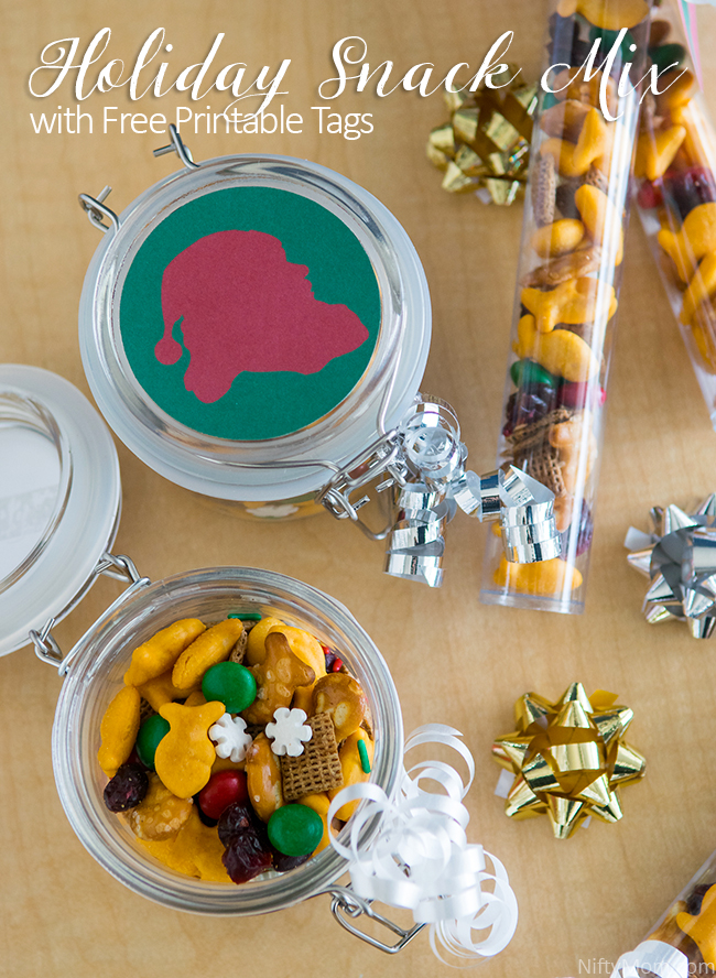 Holiday Snack Mix with Free Printable Tags