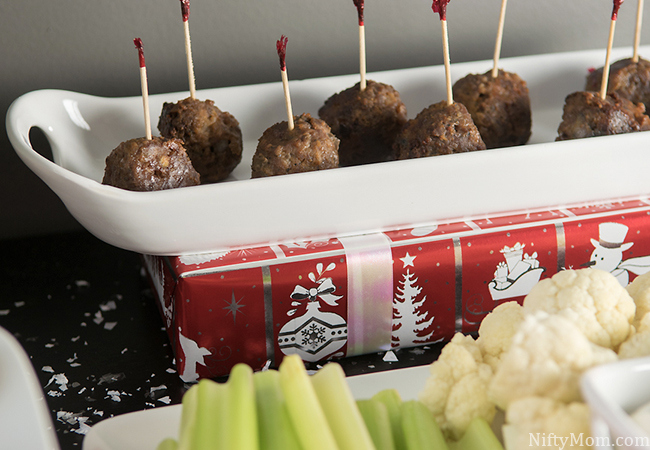 Wrap Empty Boxes to Put Dishes on for Christmas Appetizer Table