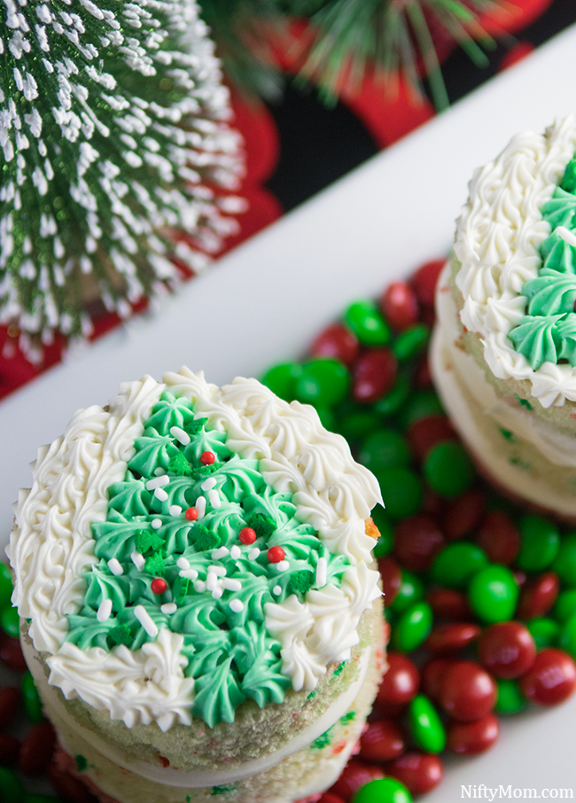 Mini Layered Peppermint Cakes for Christmas