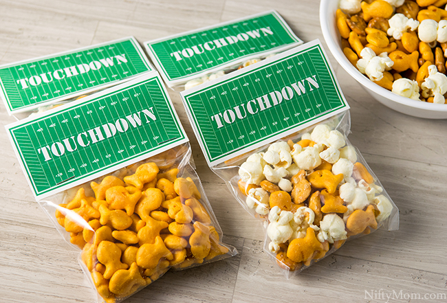 Football Party Snack Bags with Free 'TOUCHDOWN' Printable