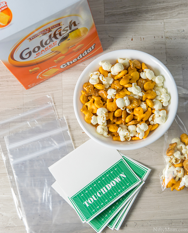 Football Party Snack Bags with Free 'TOUCHDOWN' Printable