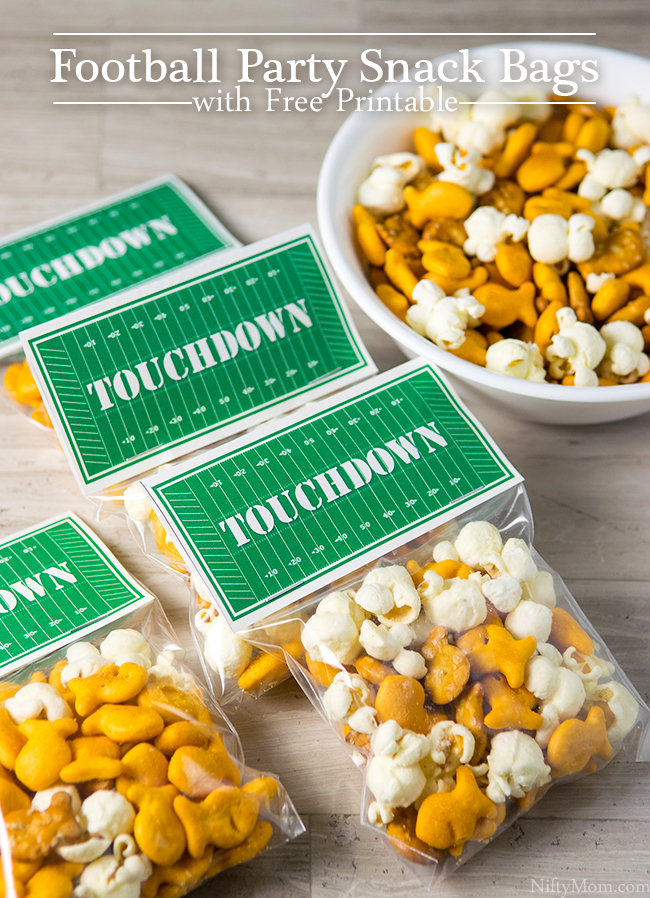 Football Party Snack Bags with Free 'TOUCHDOWN' Printable