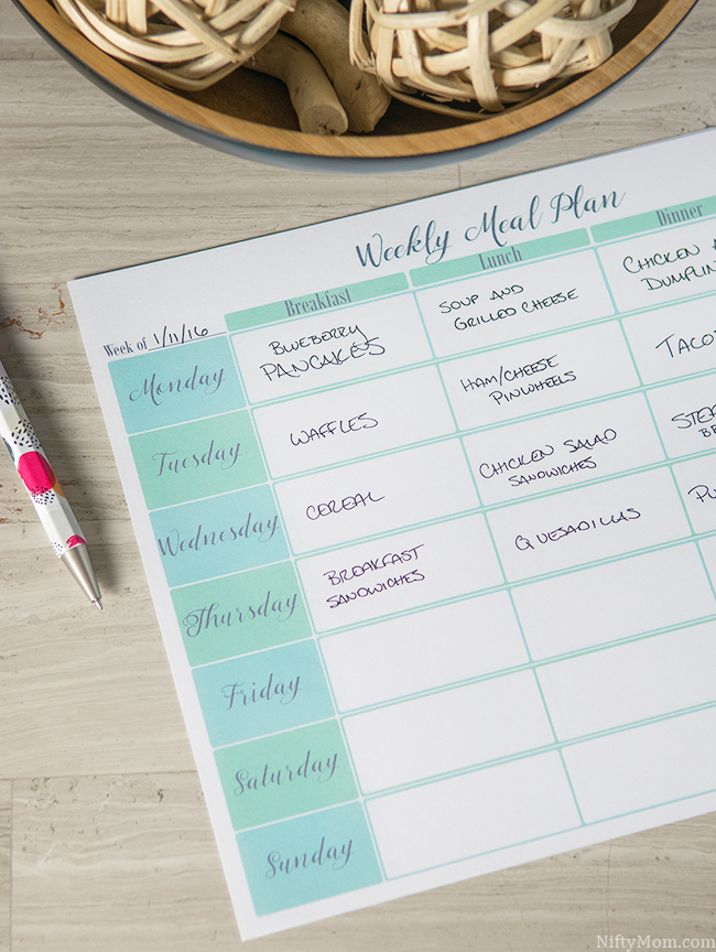 Printable Weekly Meal Plan with 3 Meals & Snack section