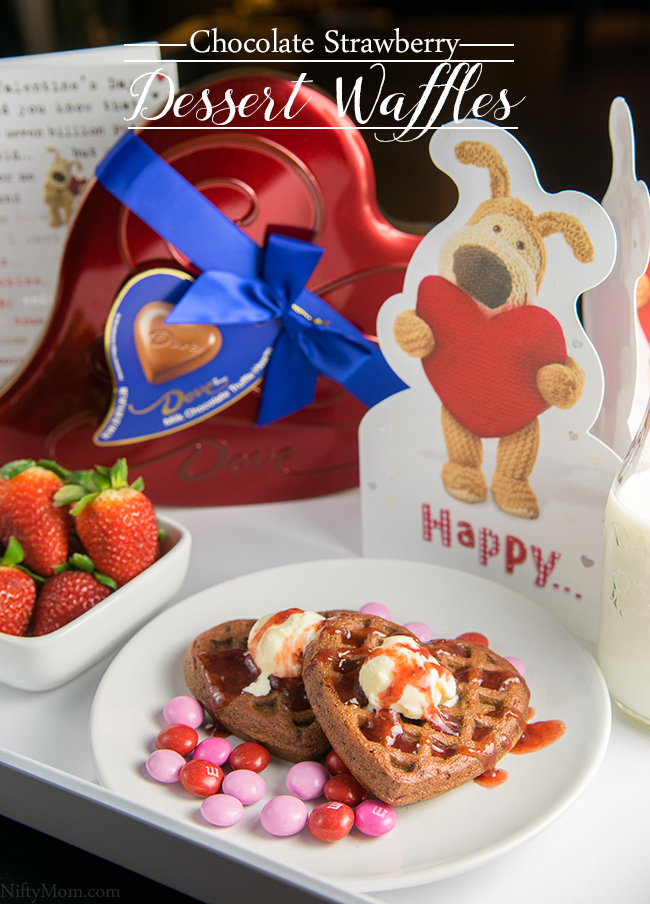 Heart Shaped Chocolate Strawberry Dessert Waffles