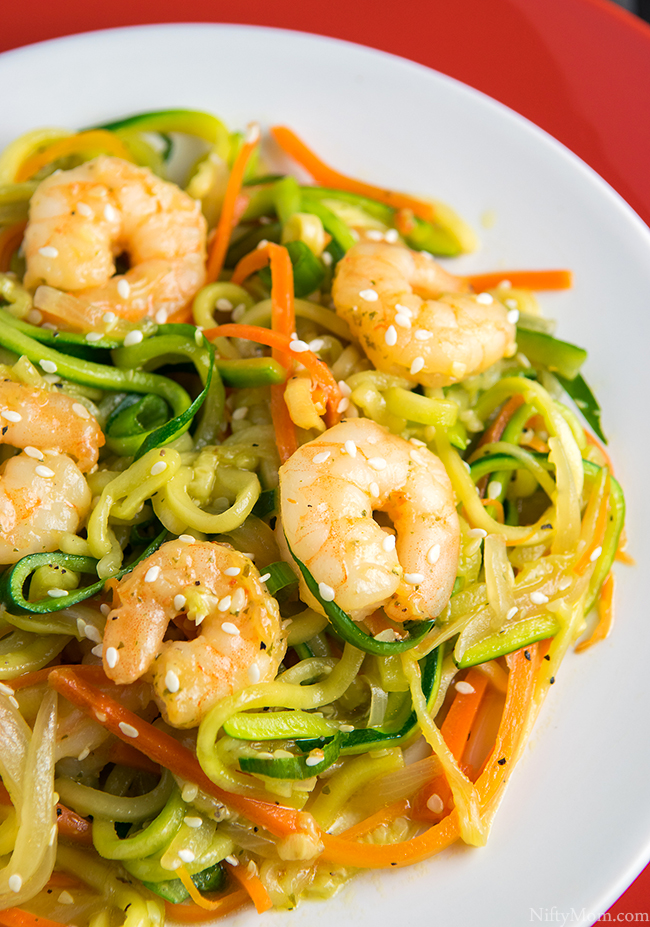Easy Zucchini Noodle Shrimp Stir Fry Recipe