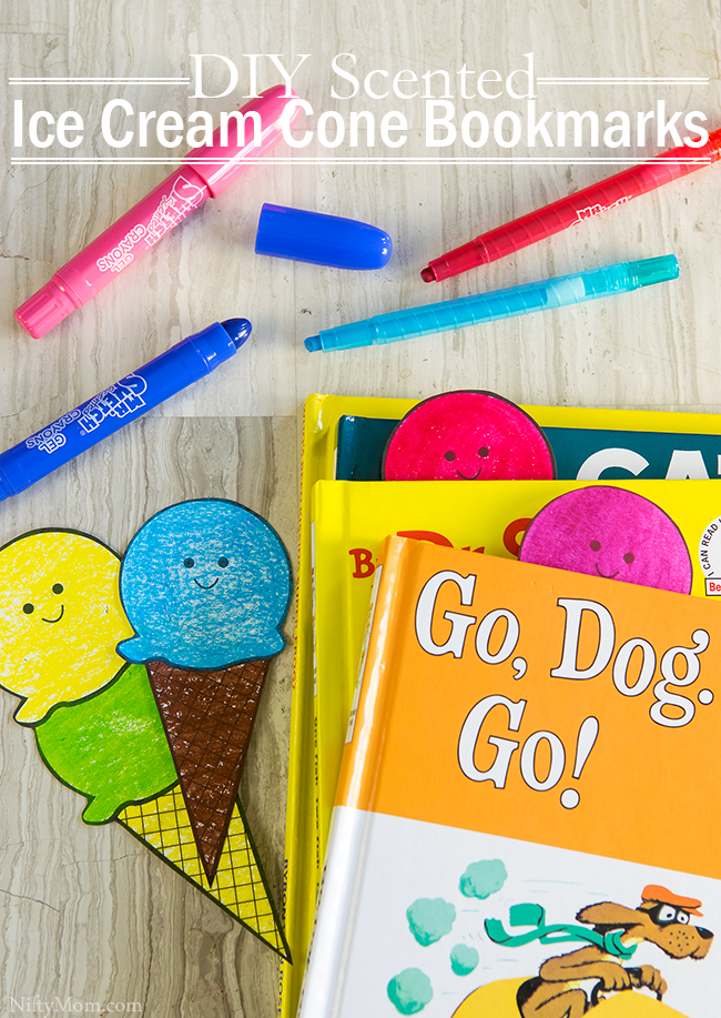 DIY Scented Ice Cream Cone Bookmarks with Free Printable