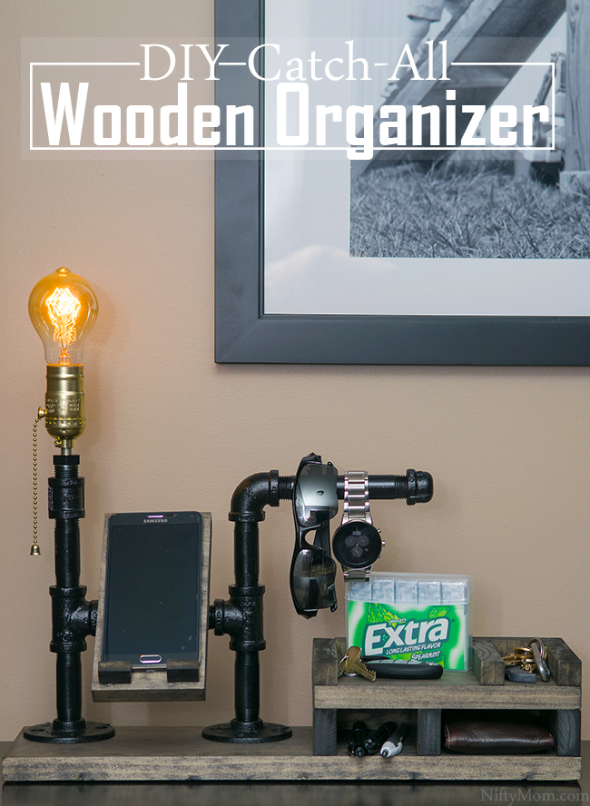DIY Catch-All Wooden Organizer with Phone Dock & Lamp