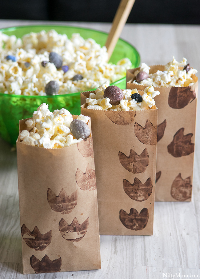 DIY Dino Tracks Snack Bags & Dino-Inspired Popcorn Mix