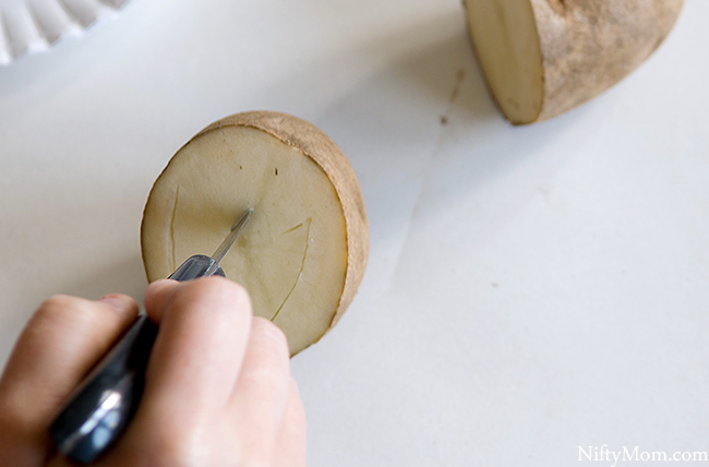 DIY Dino Tracks (footprints with potatoes)