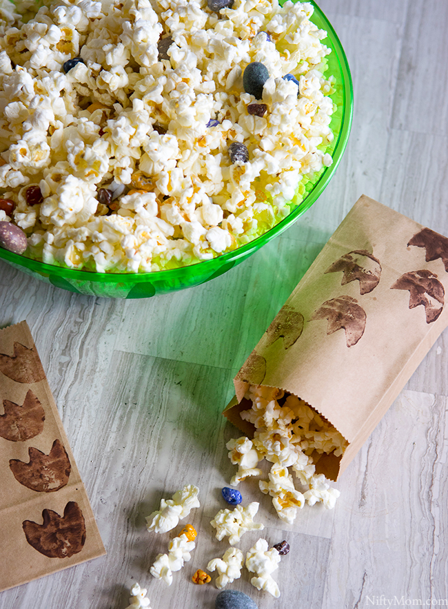 DIY Dino Tracks Snack Bags & Dino-Inspired Popcorn Mix