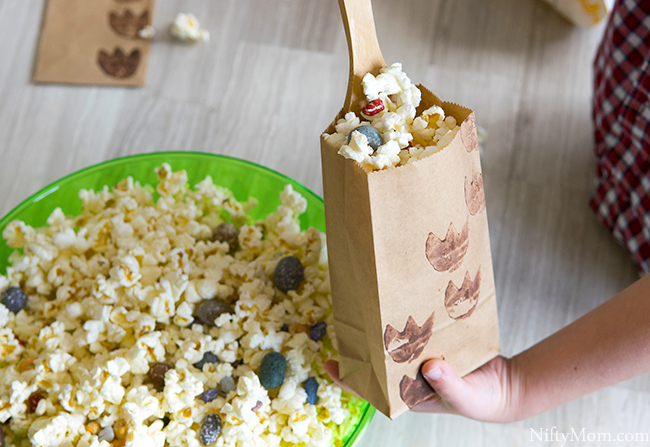 DIY Dino Tracks Snack Bags & Dino-Inspired Popcorn Mix