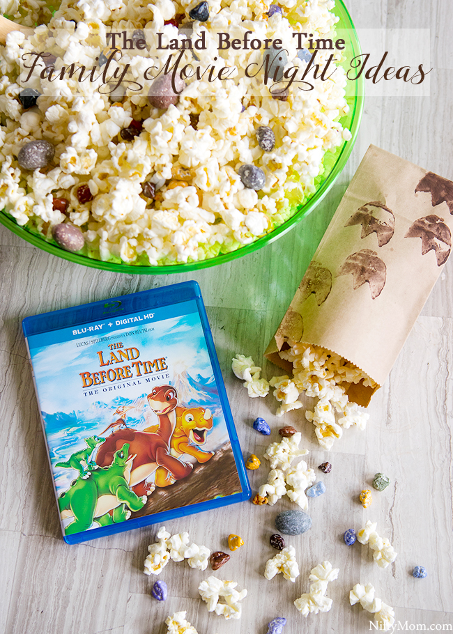 The Land Before Time Family Movie Night Ideas with DIY Dino Tracks Snack Bags & Dino-Inspired Popcorn Mix